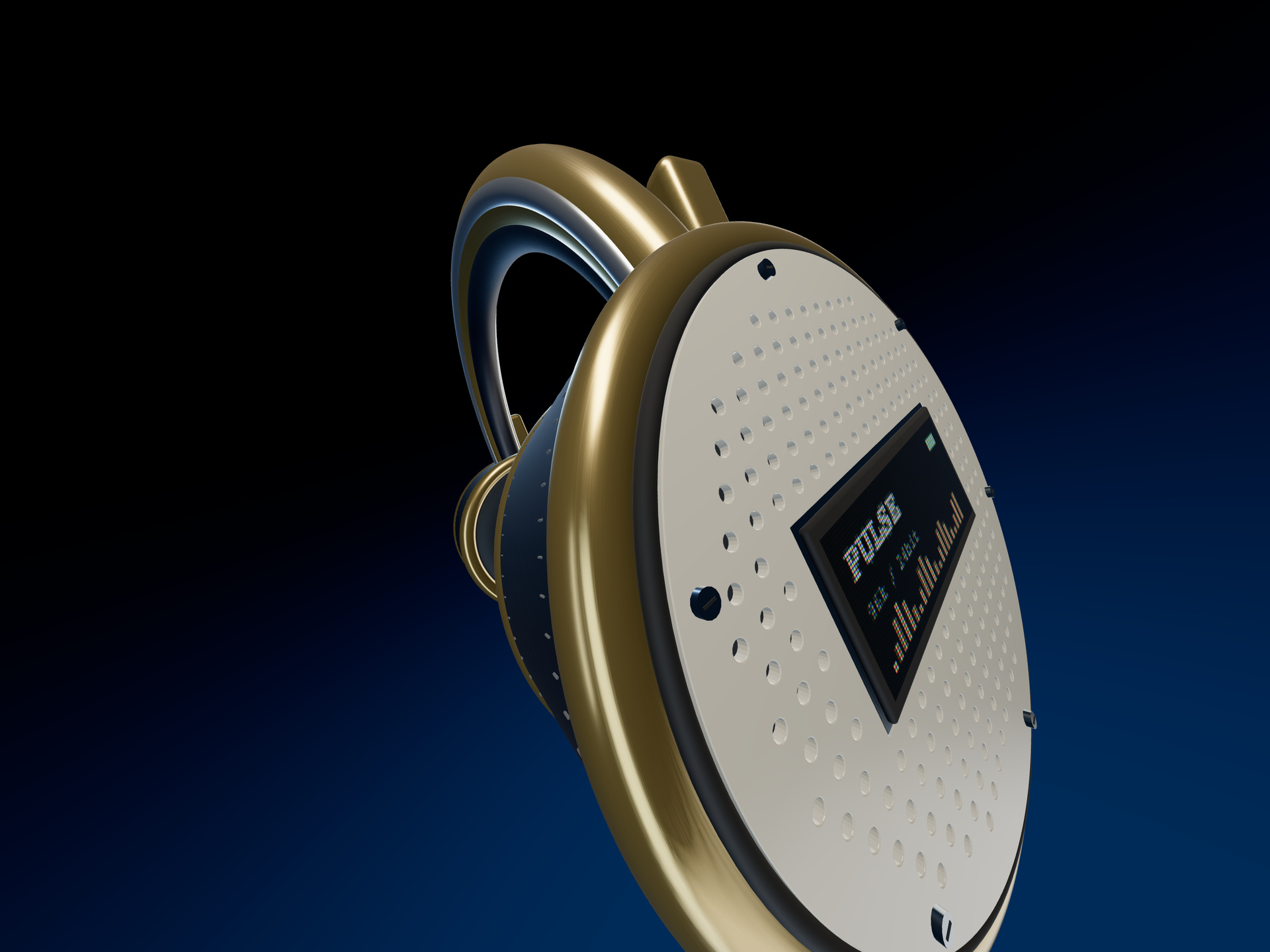 Same headphone scene rendered with plain rasterization